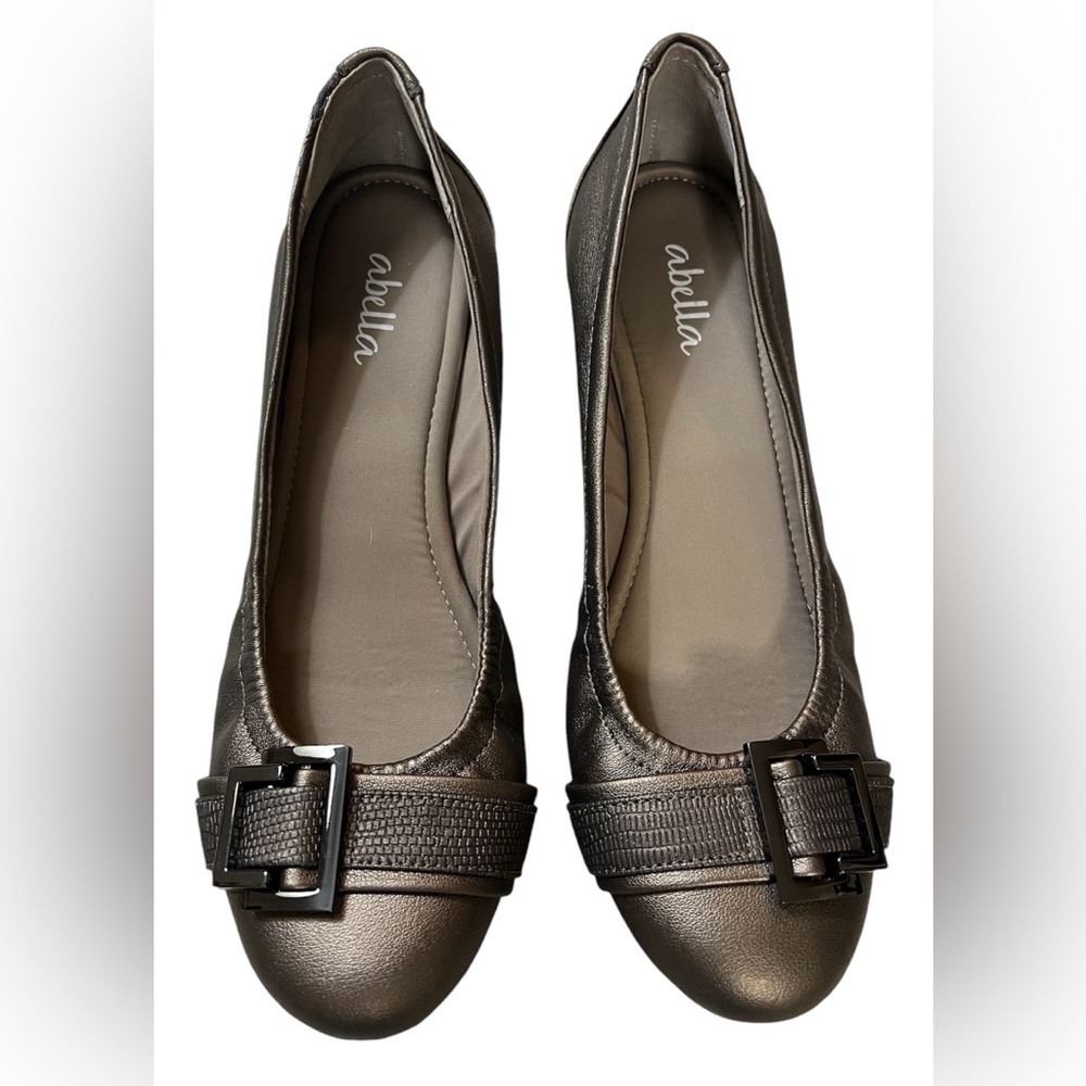 Abella Shoes Womens 8.5 M Clara Ballet Flats Slip On Buckle Comfort Bronze